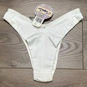 Caty‎ Ross Intimates High Leg Nylon Stretch White Bridal Panty Size Large